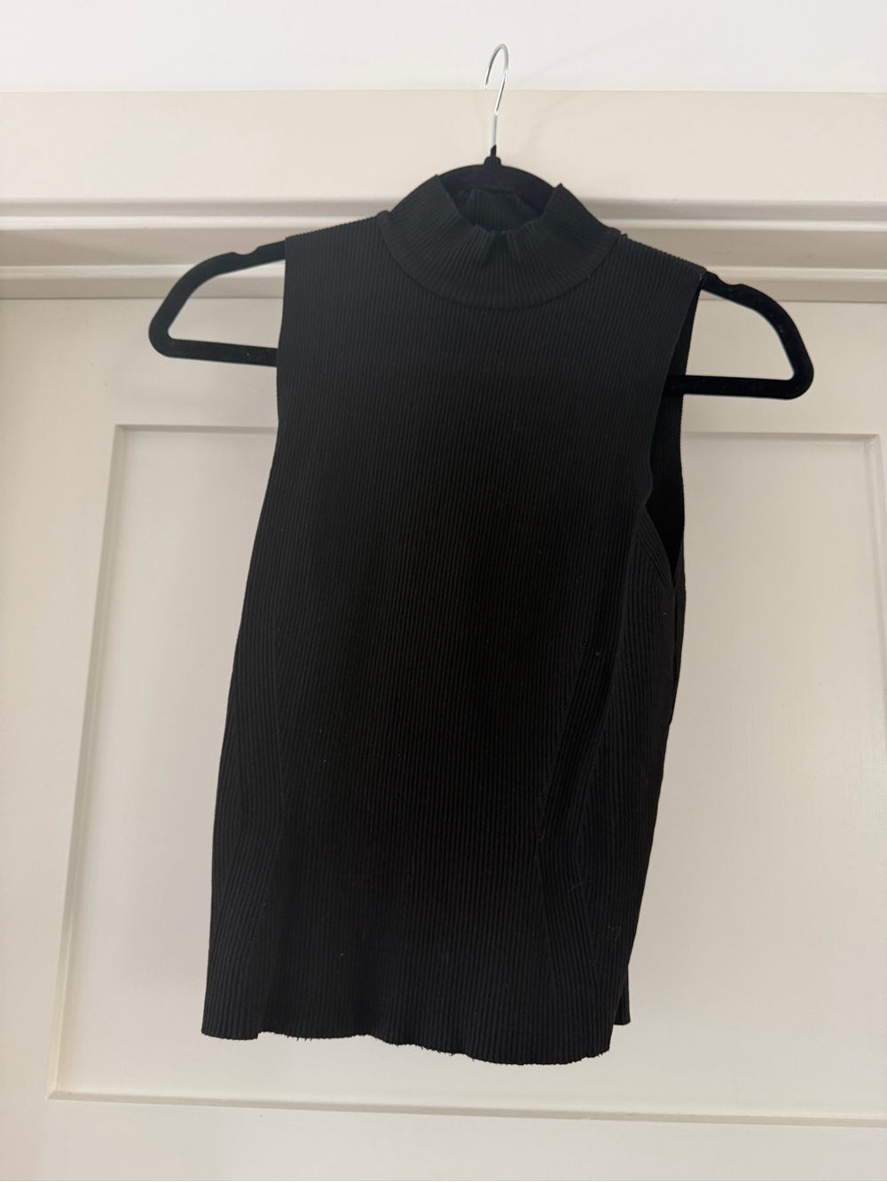Zara Black Ribbed Sleeveless Mock Neck Tank